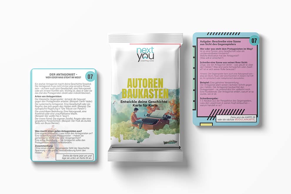 Mini-Set mit 5 Beispielkarten aus dem „Autoren-Baukasten“ – gratis PDF-Booster für Schreibinspiration