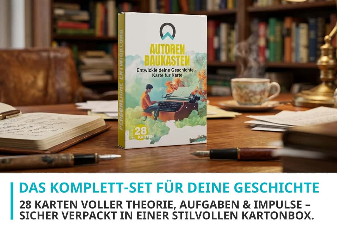 Autoren Baukasten Kartenset von NextYou – komplettes Schreib- und Storytelling-Set mit Coaching Cards zur Entwicklung eigener Geschichten, inklusive Plot-Entwicklung, Kreativübungen und strukturiertem Schreibprozess für Autor:innen