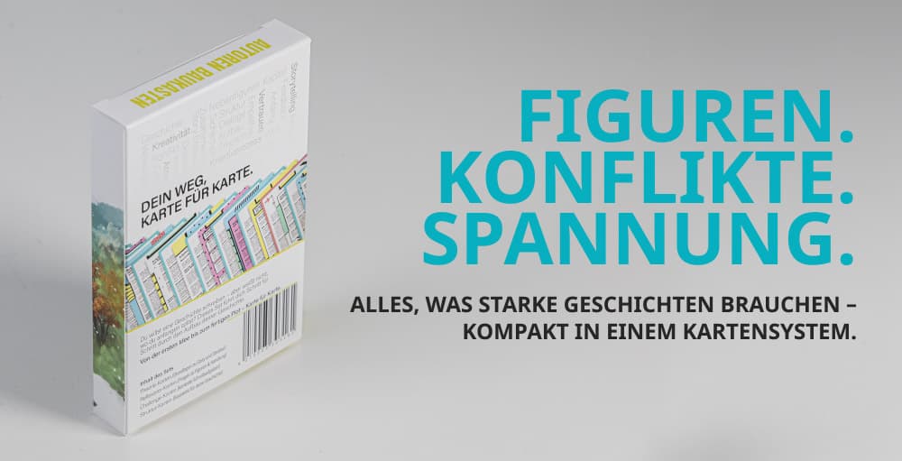 Autoren-Baukasten Kartenset Rückseite – Karten zu Figuren, Konflikten und Spannung für Schreibende