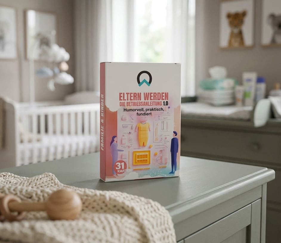 Eltern werden – Die Betriebsanleitung Kartenset von nextyou im modernen Kinderzimmer – praktische Karten für werdende Eltern mit Tipps zu Babyalltag, Vorbereitung auf das Elternsein, Familienleben und emotionaler Unterstützung nach der Geburt