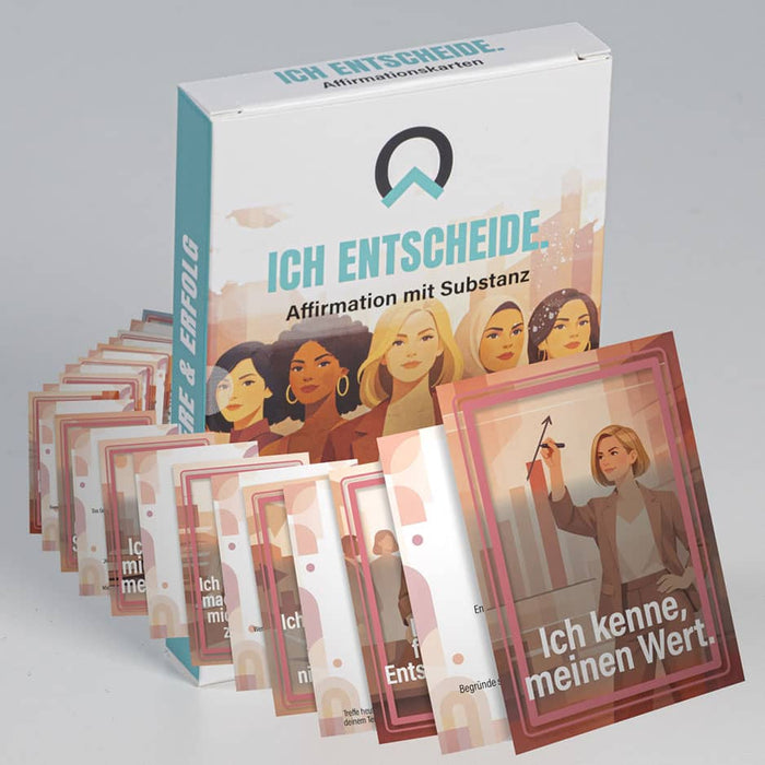 Female Empowerment Affirmationskarten Karriere Set „Ich entscheide“ für beruflichen Erfolg, Selbstvertrauen und klare Zielsetzung im Arbeitsleben