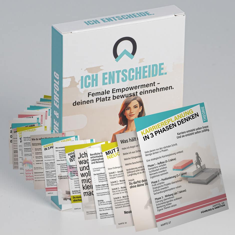Female Empowerment Kartenset Karriere „Ich entscheide“ mit strukturierten Impulsen für berufliche Klarheit, Selbstbewusstsein und starke Entscheidungen im Job