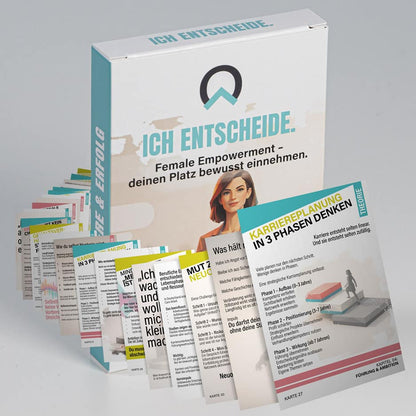 Female Empowerment Kartenset Karriere „Ich entscheide“ mit strukturierten Impulsen für berufliche Klarheit, Selbstbewusstsein und starke Entscheidungen im Job