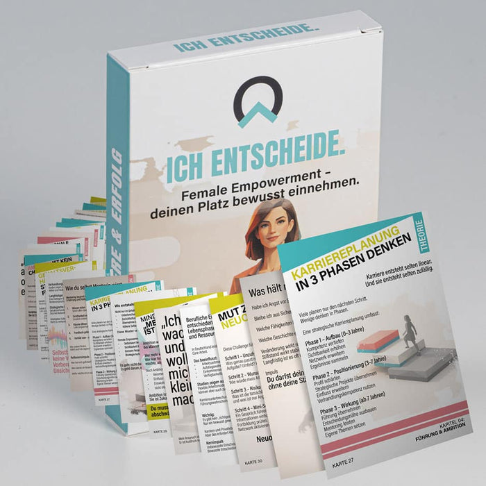 Female Empowerment Kartenset Karriere „Ich entscheide“ mit strukturierten Impulsen für berufliche Klarheit, Selbstbewusstsein und starke Entscheidungen im Job