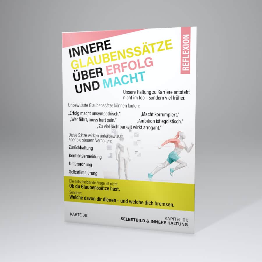 Female Empowerment Reflexionskarte aus dem NextYou Coaching Kartenset – tiefgehende Fragen zur Selbstreflexion, Stärkung von Selbstbewusstsein, innerer Klarheit und persönlichem Wachstum für Frauen im Alltag