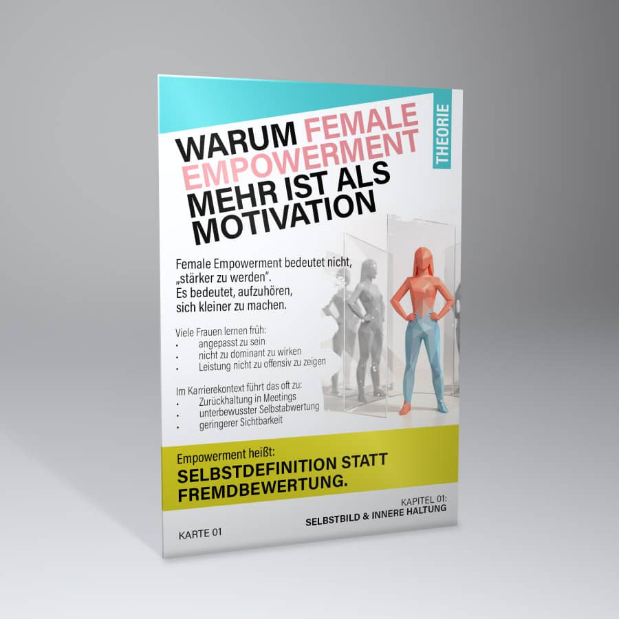 Female Empowerment Theorie-Karte aus dem NextYou Kartenset – Impulse zu Selbstbewusstsein, Mindset und persönlicher Entwicklung für Frauen mit Fokus auf Motivation, Selbstwert und innere Stärke