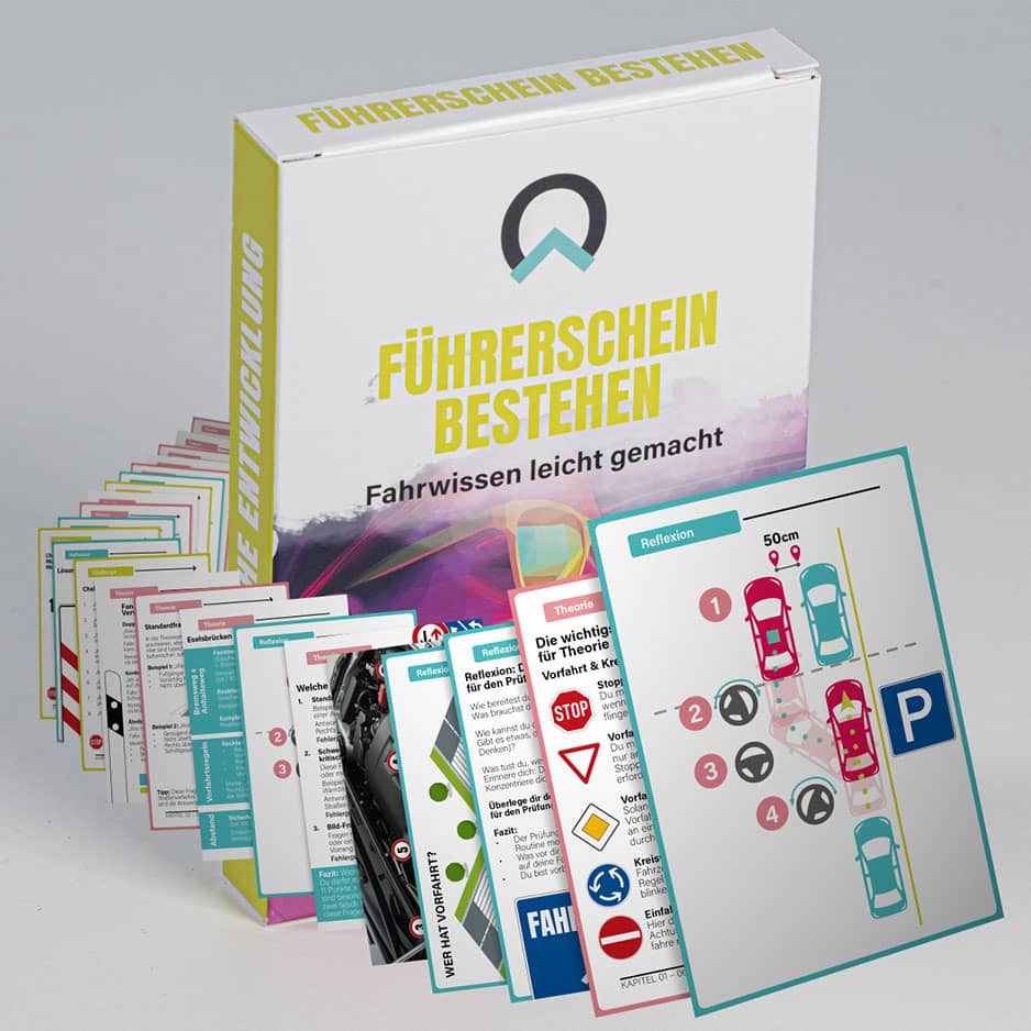 Führerschein bestehen Kartenset von nextyou mit aufgefächerten Lernkarten zur Führerscheinprüfung – Lernhilfe für Fahrschule, Theorieprüfung, Verkehrsregeln, Straßenschilder und sicheres Verhalten im Straßenverkehr
