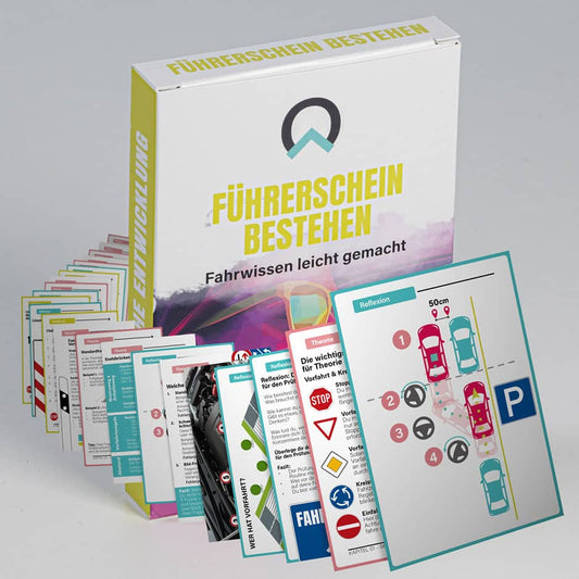 Führerschein bestehen Kartenset von nextyou mit aufgefächerten Lernkarten zur Führerscheinprüfung – Lernhilfe für Fahrschule, Theorieprüfung, Verkehrsregeln, Straßenschilder und sicheres Verhalten im Straßenverkehr
