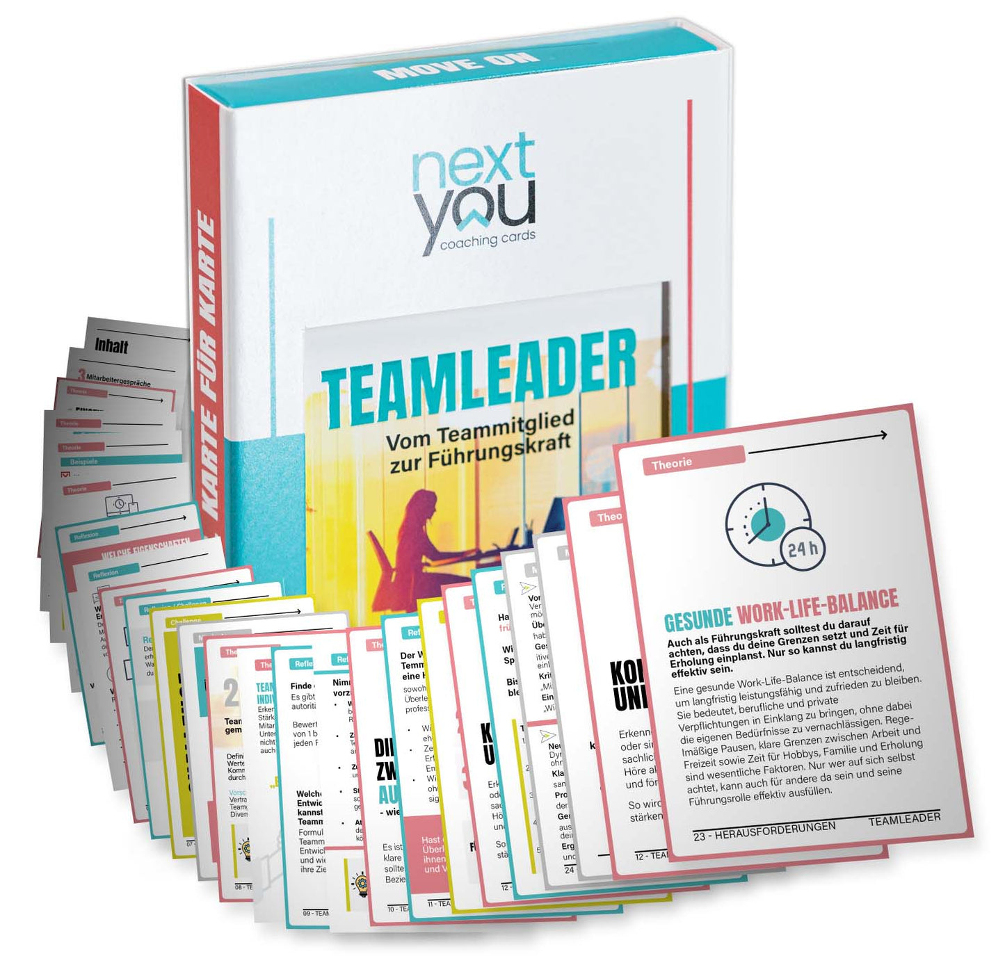 NextYou Coaching Cards Teamleader Kartenset – Karten zum Thema Leadership, Kommunikation und Teamführung für angehende Führungskräfte.