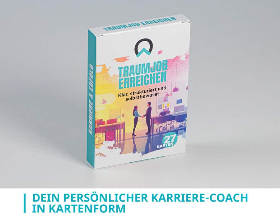 Traumjob erreichen Produktbanner – Karriere Coaching Kartenset für berufliche Neuorientierung, Bewerbung, Zielsetzung und persönliche Entwicklung im Job