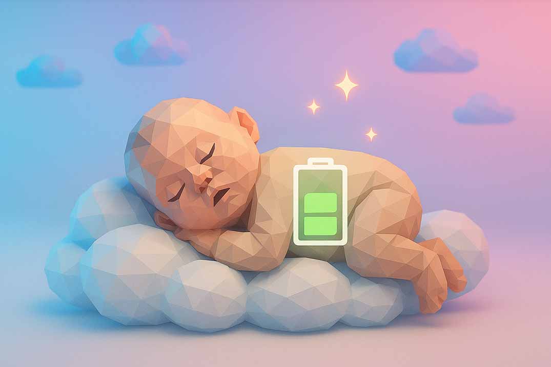 Akkuanzeige Baby Schlaf Symbol – Energielevel eines Babys visualisiert