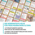 Übersicht aller Karten des NextYou Sets „Eltern werden – Die Betriebsanleitung“, mit humorvollen Tipps und Übungen für Eltern rund um Geburt, Babyalltag und Familie.