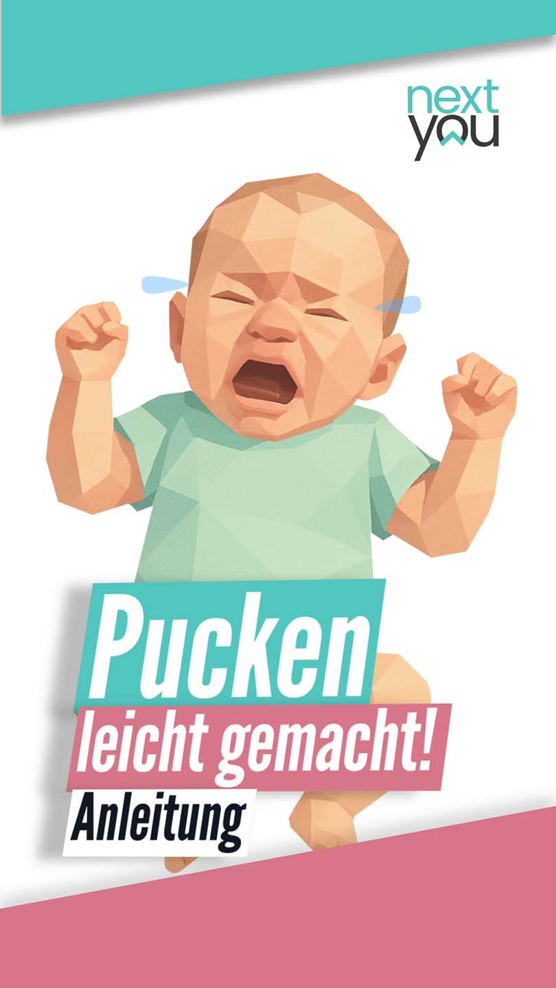 Anleitungsvideo zum richtigen Pucken eines Babys – zeigt Schritt für Schritt, wie Neugeborene sicher und sanft in eine Decke gewickelt werden, um Geborgenheit und besseren Schlaf zu fördern.