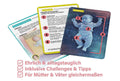 Einblick in die Karten des Sets „Eltern werden – Die Betriebsanleitung 1.0“: Verschiedene Kartentypen wie Challenges, Reflexionsfragen und praxisnahe Tipps decken alle Phasen des Elternstarts ab – von der Vorbereitung bis zum Umgang mit Baby-Alltagssituationen.