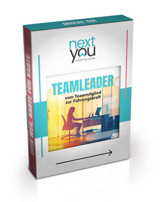 NextYou Bundle-Set: „Teamleader – vom Teammitglied zur Führungskraft“ als physisches Kartenset + PDF-Download. Ideal für angehende Führungskräfte, die flexibel lernen möchten – mit echten Karten für den Schreibtisch und digitalem Zugriff für unterwegs. Praxisnah, motivierend und perfekt für den Start in die erste Führungsrolle.